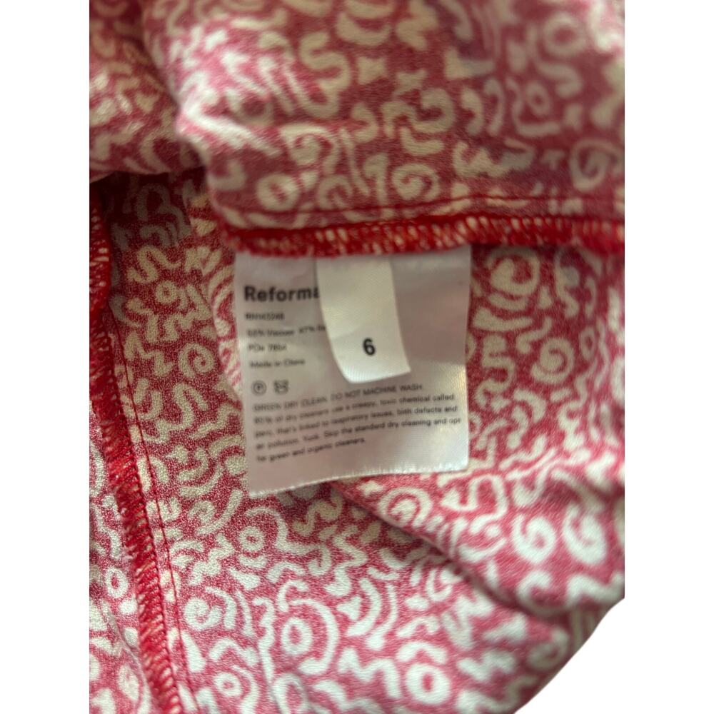 Reformation Red Abstract Print Mini Dress Size 6 - Picture 4 of 7